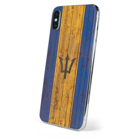 Barbados Flag Dark Wood iPhone XS Skin